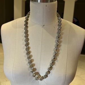 Vintage set rhinestones necklace 26”, bracelet, earrings